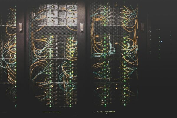 Rows of servers in a data center