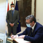 Aleksandar Vučić meeting Pedro Sánchez at La Moncloa Palace in 2022