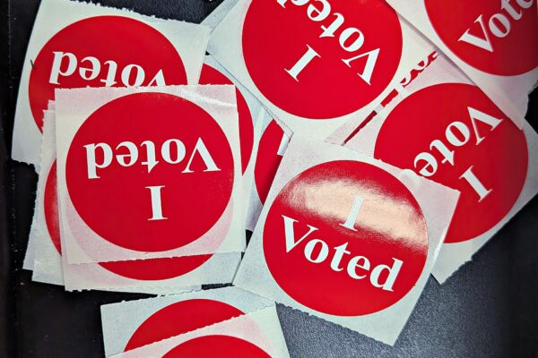 A pile of 'I Voted' stickers