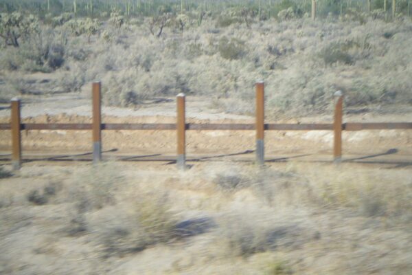The U.S.-Mexico border fence in the desert