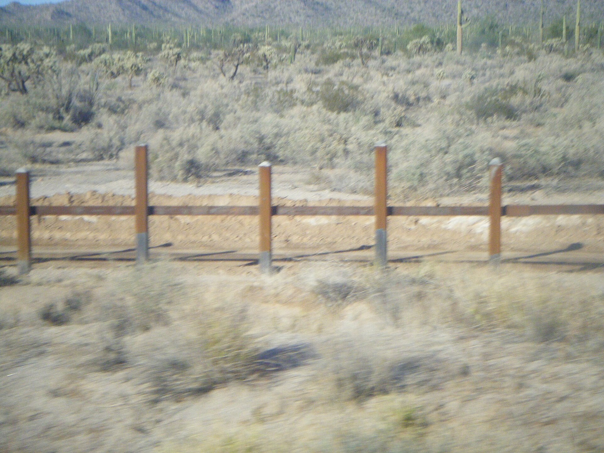 The U.S.-Mexico border fence in the desert