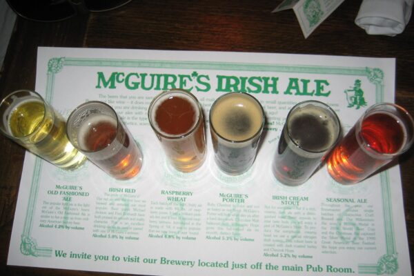 A beer tasting flight
