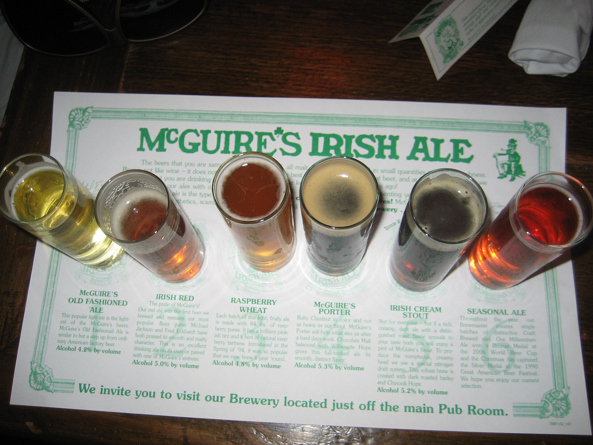 A beer tasting flight