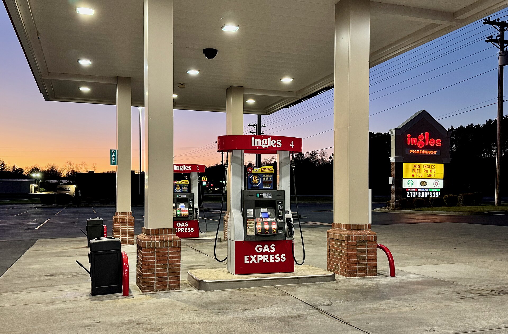 Gas pumps at a fuel station
