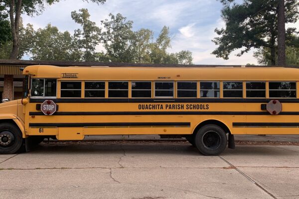 A yellow school bus