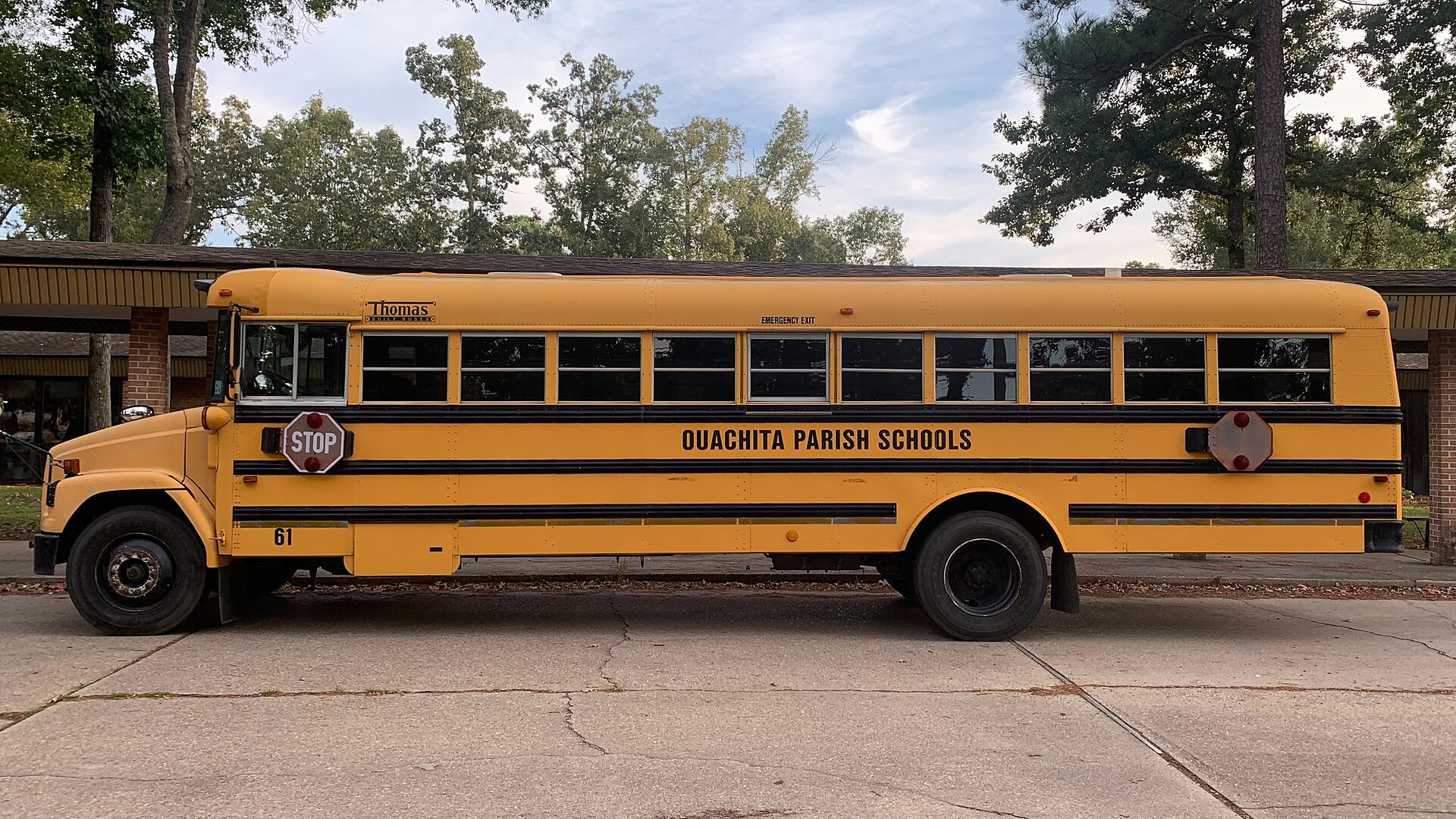 A yellow school bus
