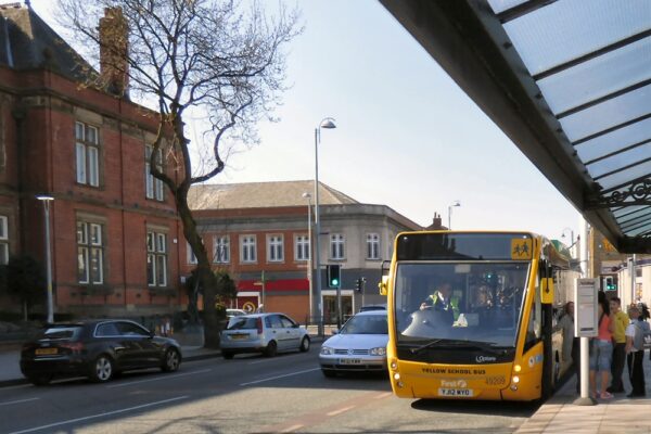 A yellow school bus