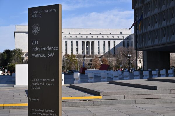 The Department of Health and Human Services headquarters sign