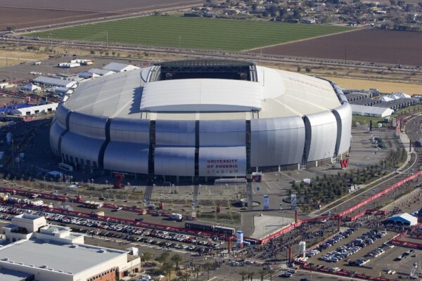 An aerial view of the Cardinals' stadium in Glendale