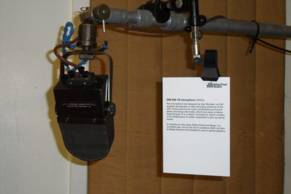 A vintage microphone at Abbey Road Studios