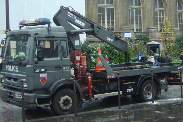 French CRS riot police vehicles in Paris