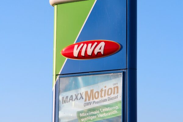 A gas station price sign