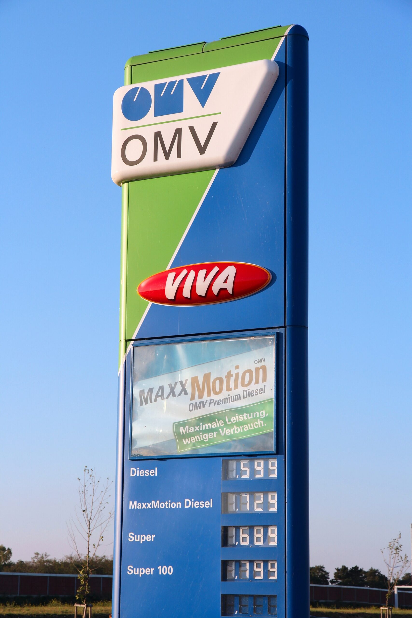 A gas station price sign