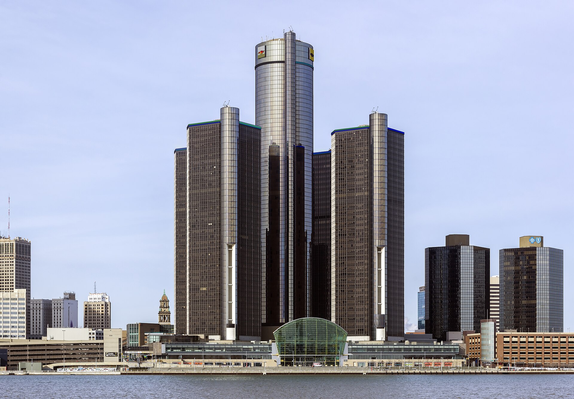 The Renaissance Center in Detroit, General Motors' longtime headquarters