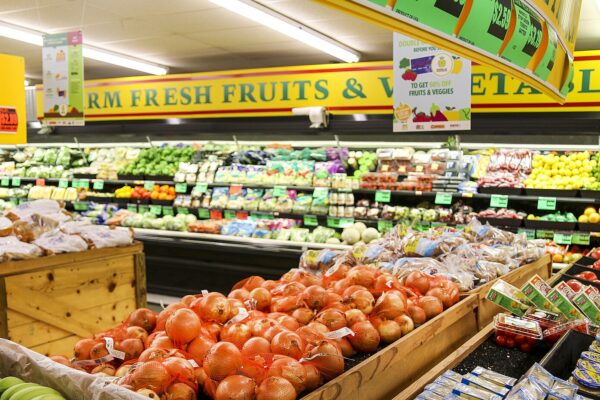 Produce in a grocery store