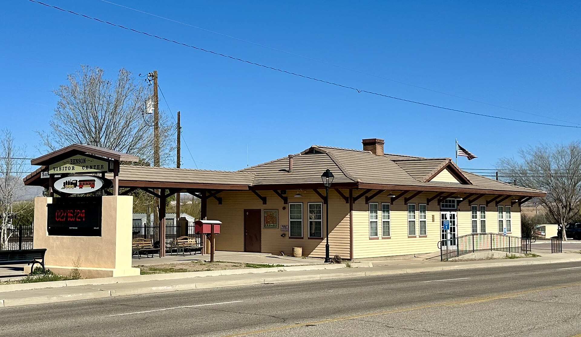 The Benson Visitor Center, a replica of the town's railroad depot