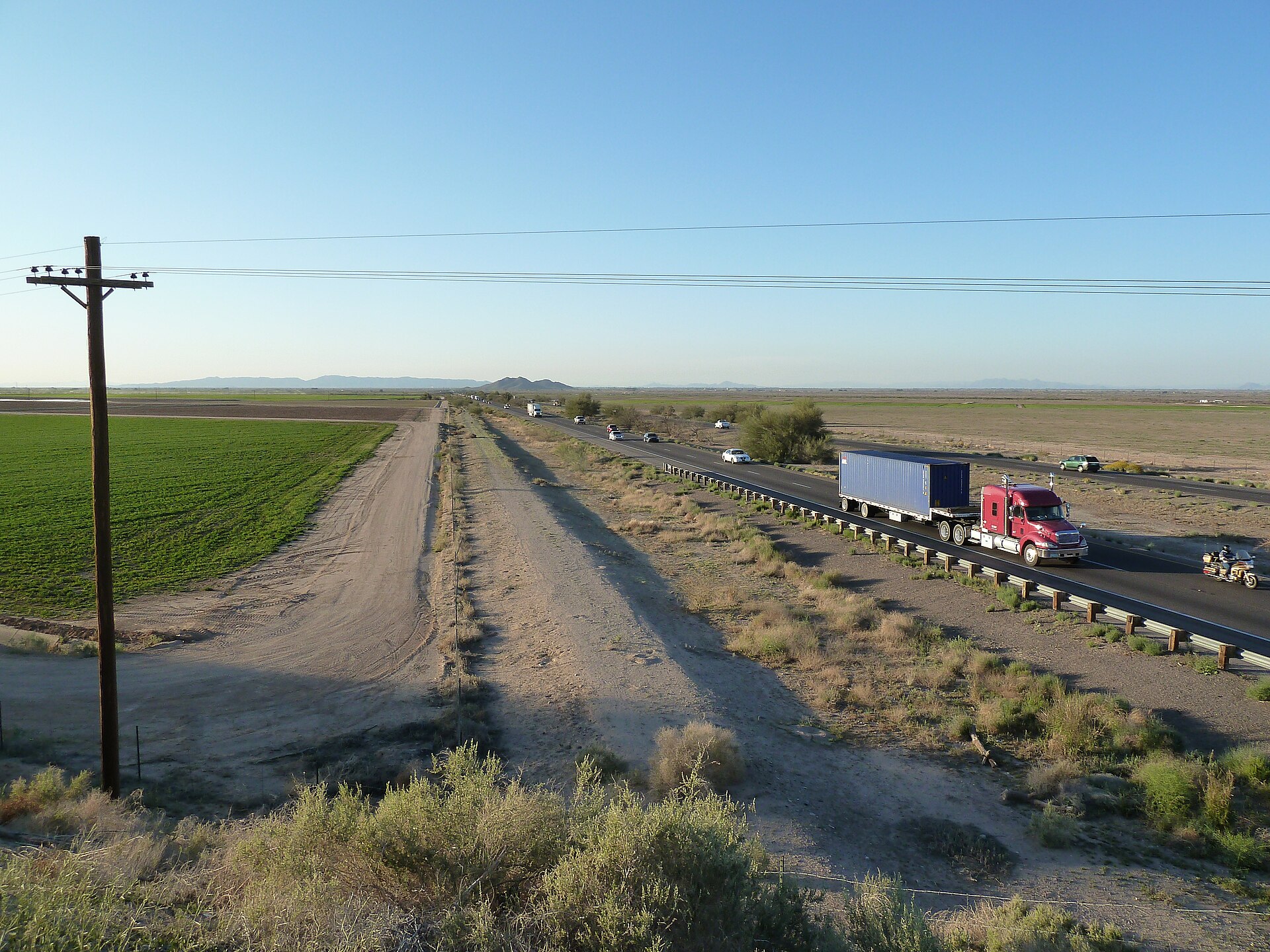 Interstate 10 on the Gila River Indian Community, with South Mountain on the horizon
