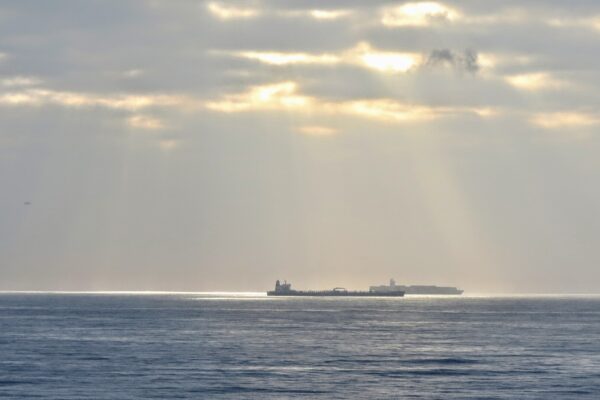 An oil tanker at anchor