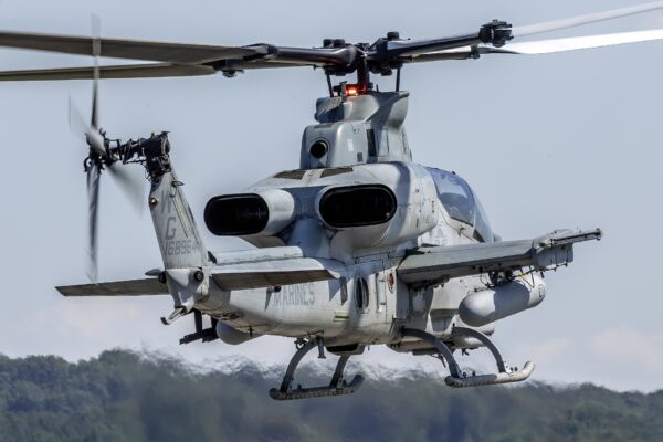 A U.S. Marine Corps AH-1Z Viper helicopter