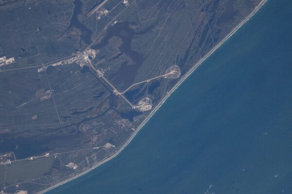 An Artemis rocket on the launch pad at NASA's Kennedy Space Center