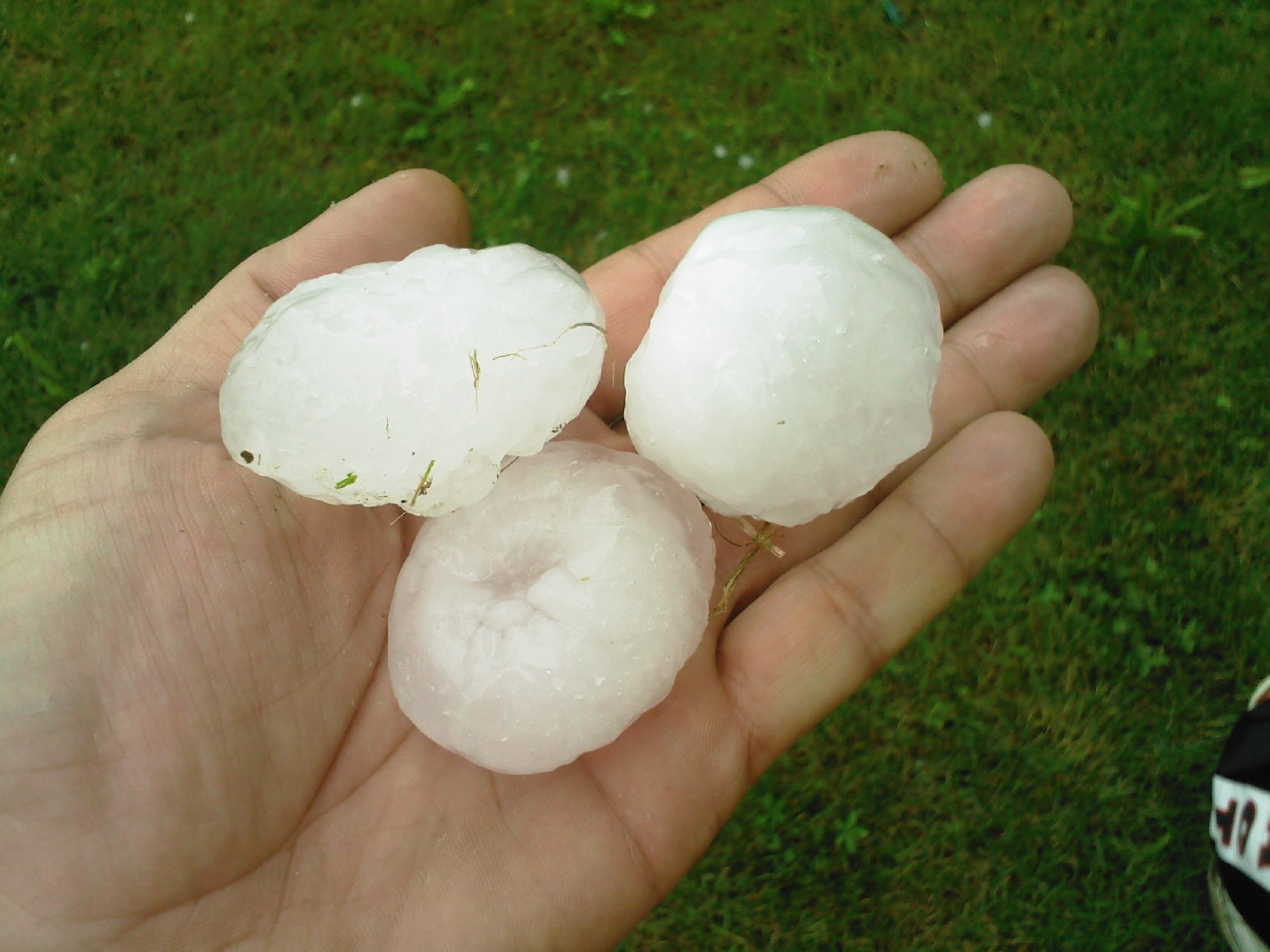 Hailstones on the ground