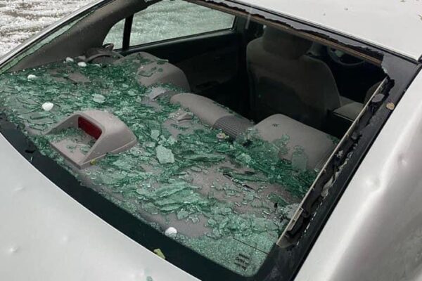 Hail damage on a car