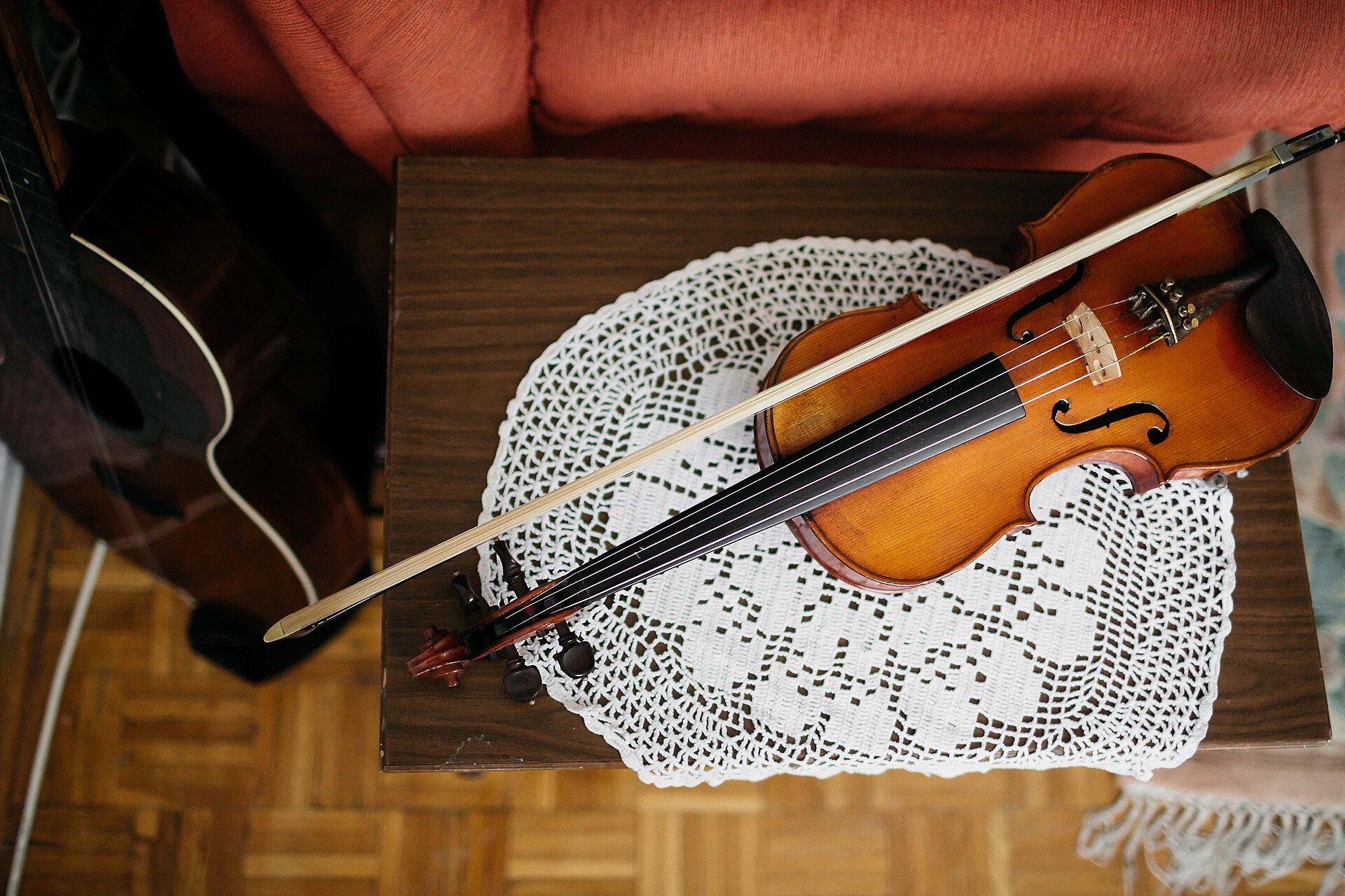 A cello and violin
