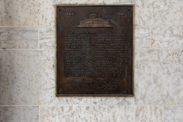 A plaque at the Ohio Statehouse in Columbus