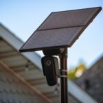 Solar-powered Flock Safety license plate reader camera mounted on a pole