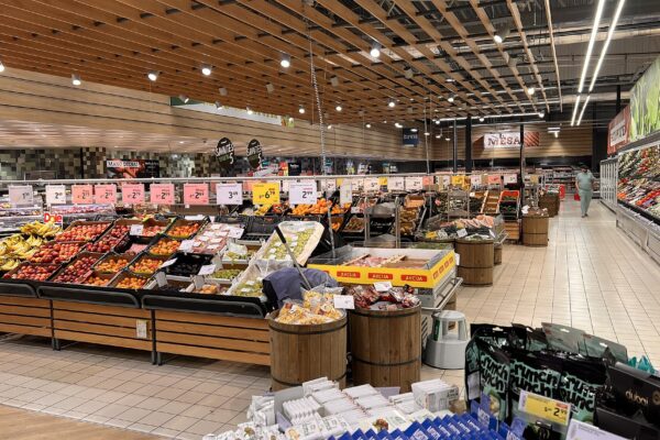 A supermarket produce section