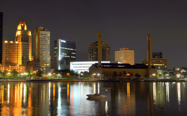 The Toledo, Ohio, skyline at night