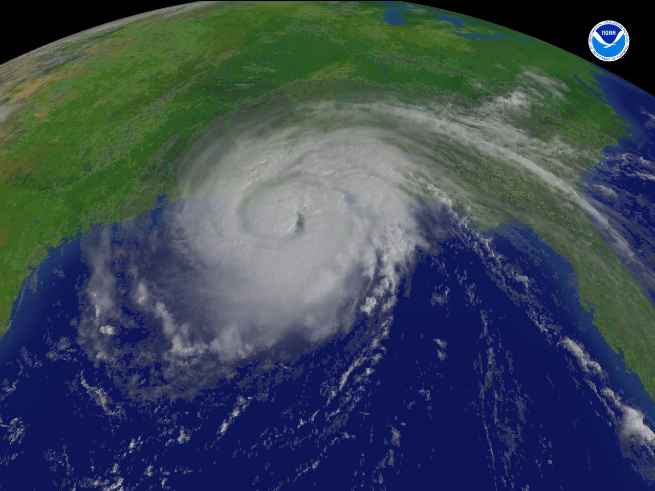 A hurricane over the Gulf of Mexico