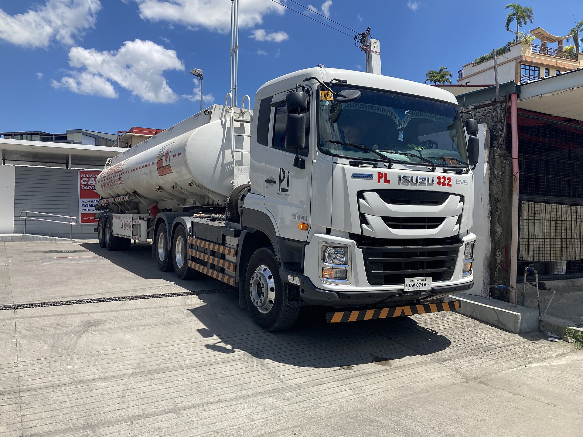 A fuel tanker truck on the road