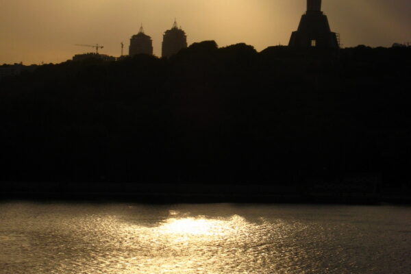 Kyiv and the Dnipro River at sunset
